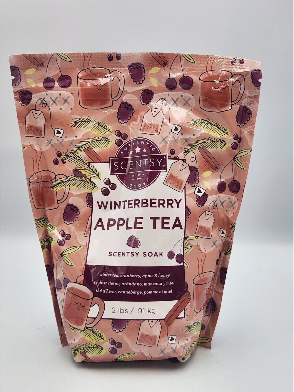 Scentsy Soak Winterberry Apple Tea Bath Salts 2 lbs New Sealed Cranberry HoneyC8
